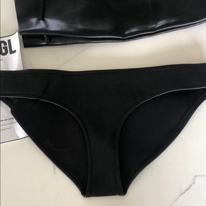 triangl black faux leather neoprene swim bottoms